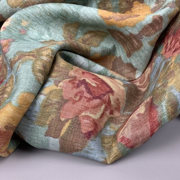 Mulberry Home England Secret Garden Cabbage Roses Floral Fabric Linen 2.5 Yards - Picture 12 of 14